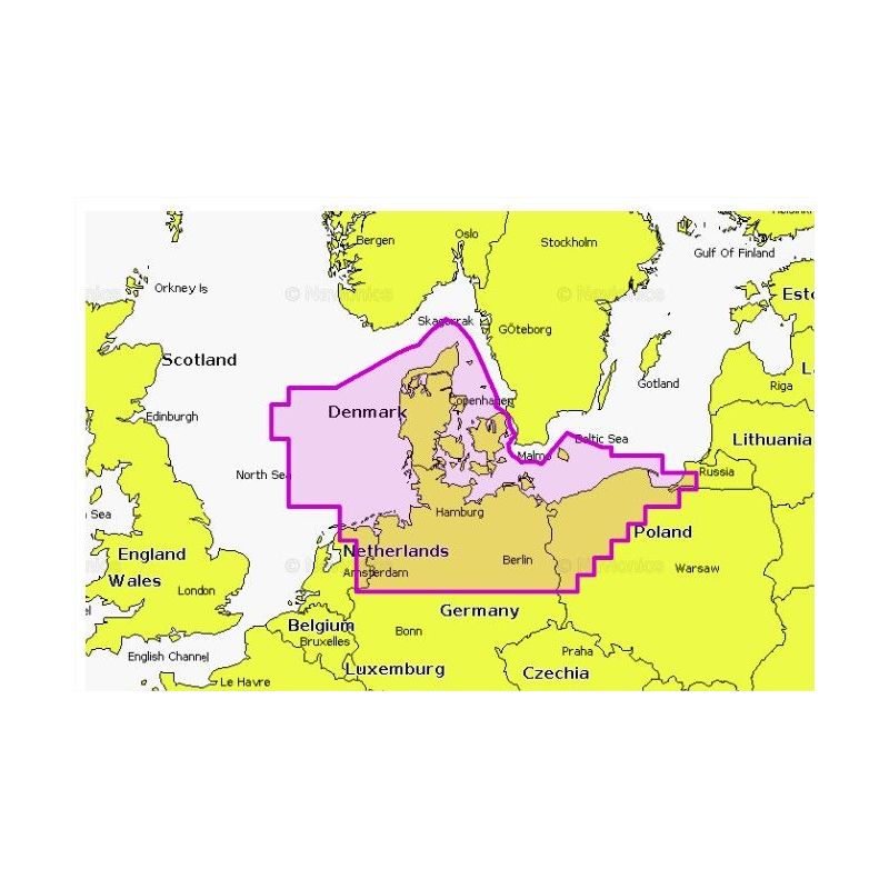 Mapa wektorowa Navionics+ NAEU077R - Denmark, Germany & Coastal Poland