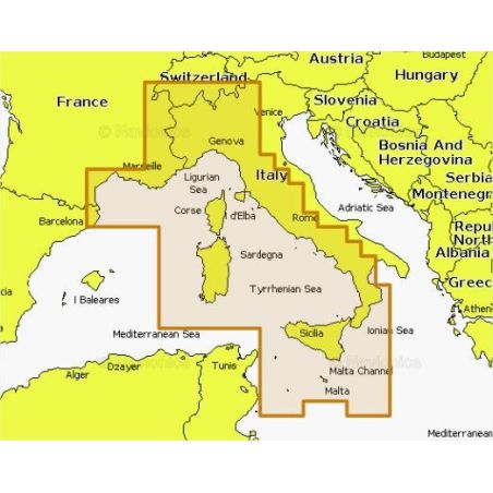 Mapa wektorowa Navionics+ NAEU012R - Mediterranean Sea, Cen. & West
