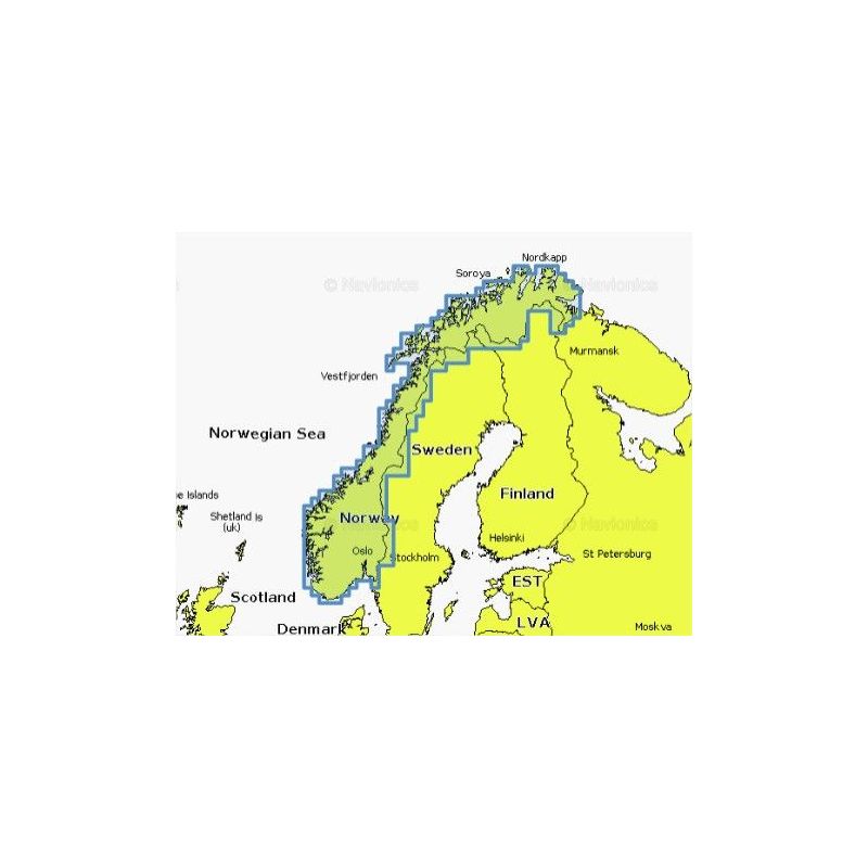 Mapa wektorowa Navionics+ NAEU071R - Norway, Lakes & Rivers