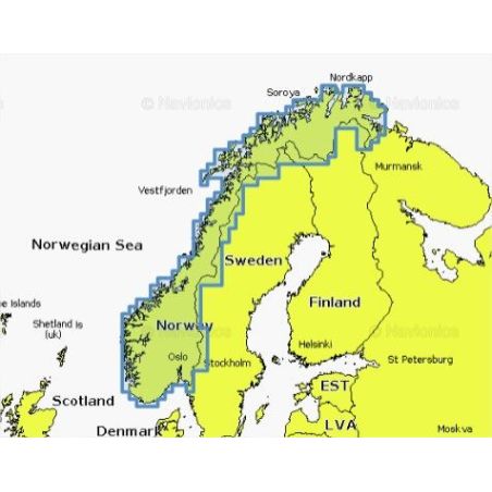 Mapa wektorowa Navionics+ NAEU071R - Norway, Lakes & Rivers