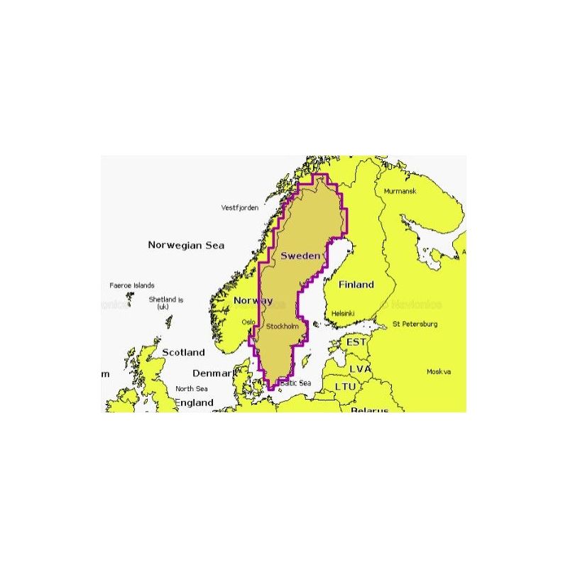 Mapa wektorowa Navionics+ NAEU067R - Sweden, Lakes & Rivers