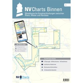 NV. Binnen 5 - Atlas map śródlądowych połączeń kanałów północnoniemieckich między Renem, Wezerą i Morzem Północnym