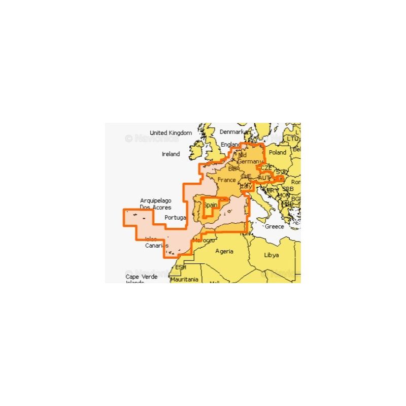 Mapa Navionics+ 46XG EUROPE WEST SD/MSD Mapa wektorowa 46XG EUROPE WEST Gold SD/MSD