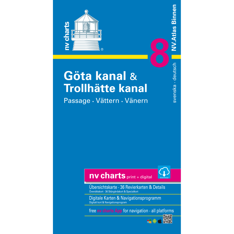 NV Binnen 8 - Göta Kanal & Trollhätte Kanal - Inland Waterways,  Paper+ download NV. Binnen 8, Göta Kanal & Trollhätte Kanal* Europe - Inland Waterways, Paper+CD, 2011