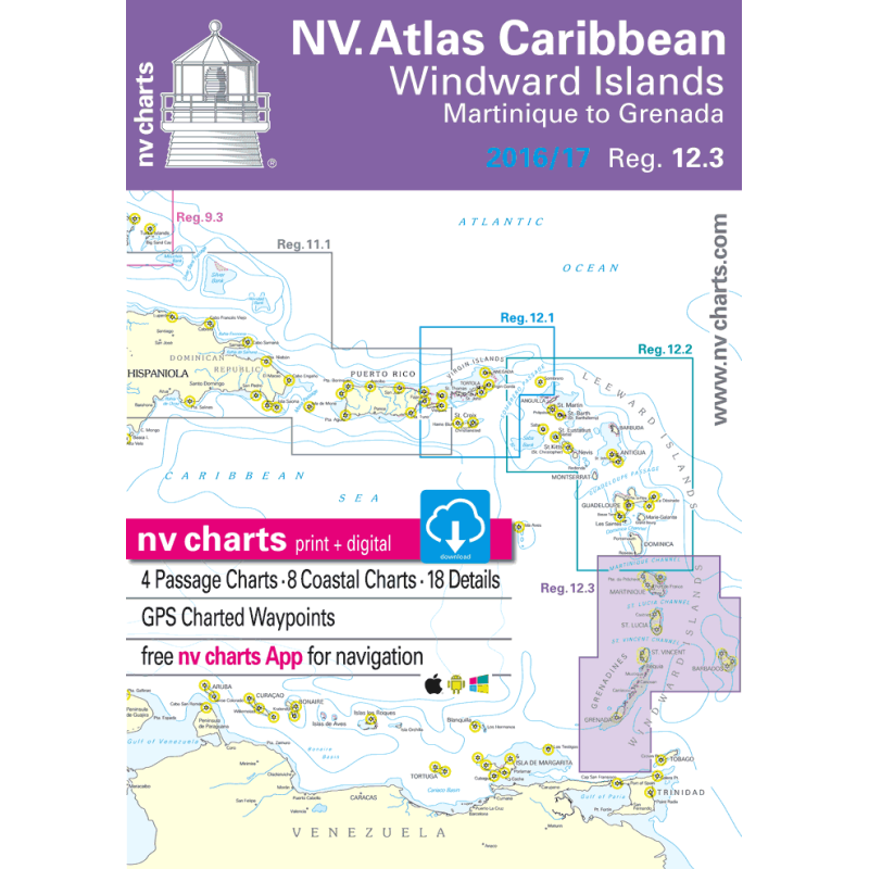 nv-charts Region 12.3, Windward Islands* America - Bahamas, Caribbean,  Paper+ download nv-charts Region 12.3, Windward Islands* America - Bahamas, Caribbean, Paper+CD, 2011