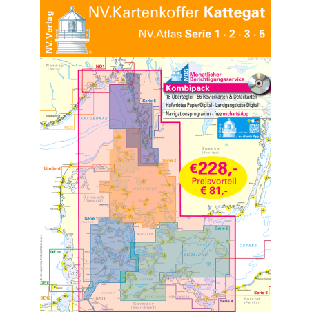 NV. Atlas Kartenkoffer Kattegat - Serie 1, 2, 3, 5.1, 5.2